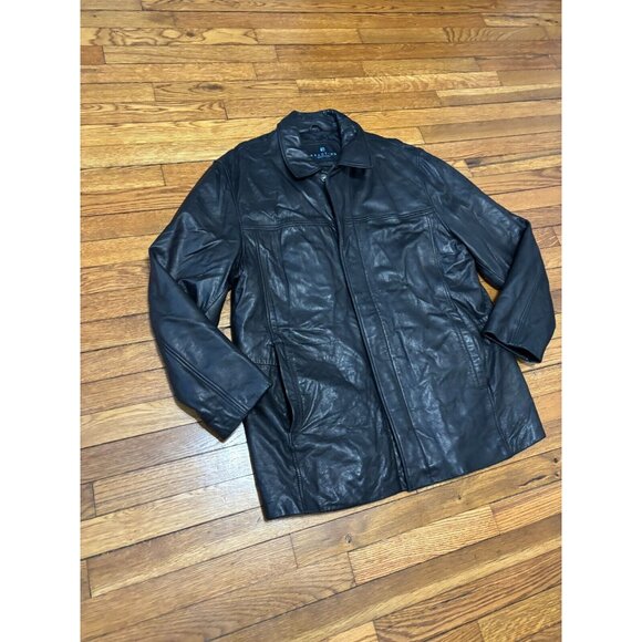Kenneth Cole Reaction Mens Soft Leather Jacket Size Large Black Full Zip Lined - Picture 3 of 9